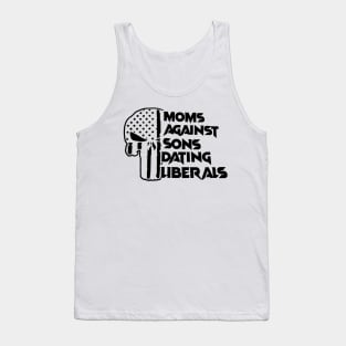 Funny Moms Skull Against Sons Dating Liberals American Flag Tank Top